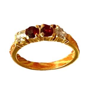 Garnet Crystal & Clear Crystal Gold Tone Fashion Costume Ring Woman’s Jewelry 6